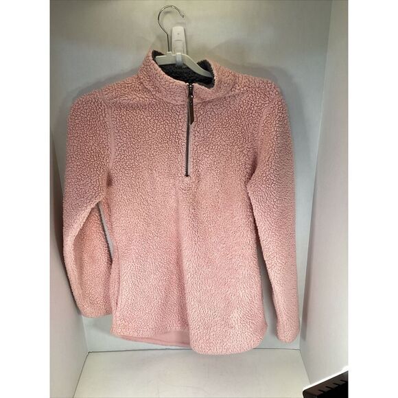 Charles River Pink Fluffy Pullover Has Pockets Long Sleeve 1/4 Zip Size XS - Picture 3 of 4